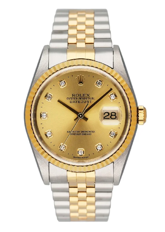 Rolex Datejust 16233 Diamond Dial Mens Watch