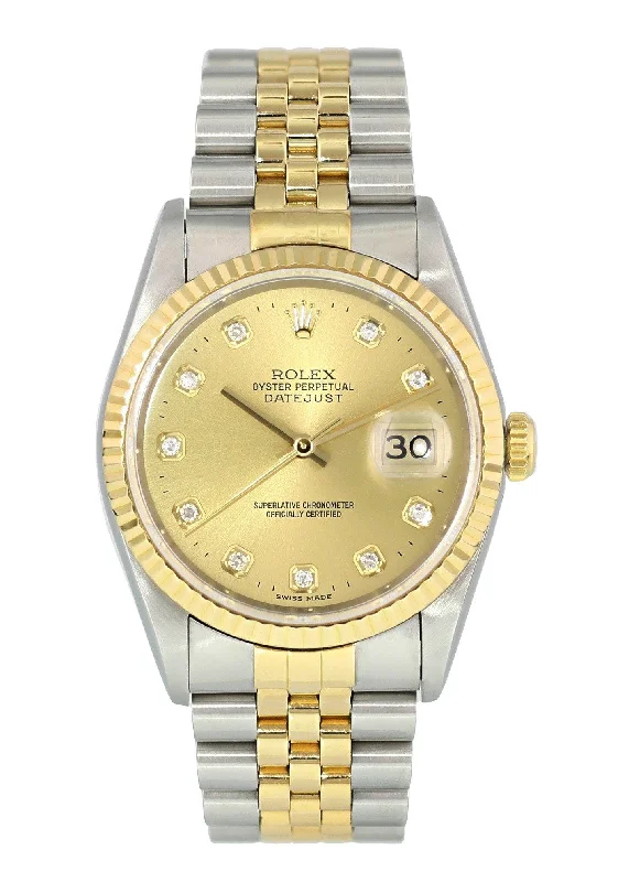 Rolex Datejust 16233G Diamond Dial Men Watch Box Papers