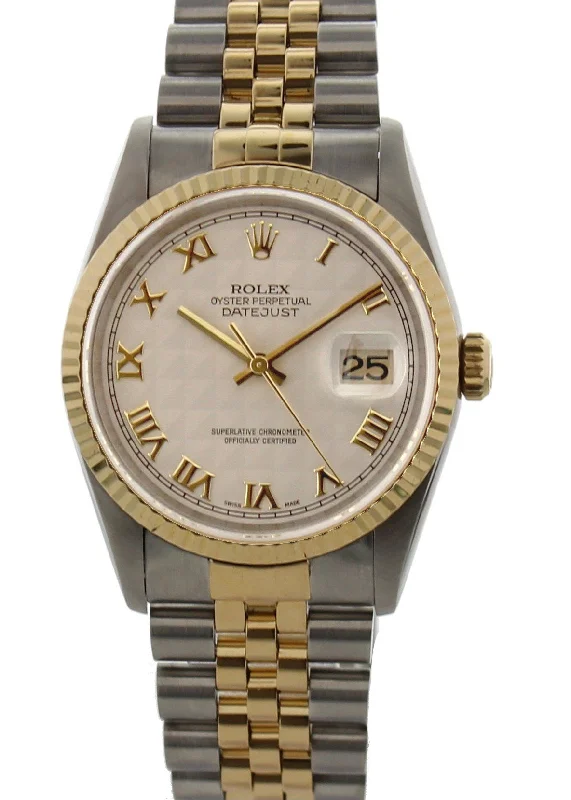 Rolex Oyster Perpetual Datejust 16233 Pyramid Dial Mens Watch