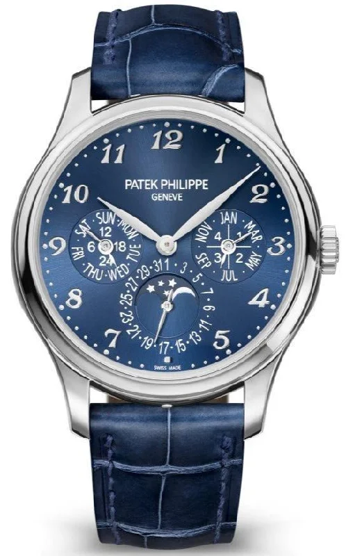 Patek Philippe Grand Complications Perpetual Calendar Moon Phase White Gold/ Royal Blue Dial & Strap (Ref#5327G-001)