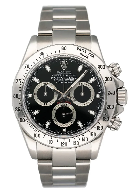 Rolex Daytona 116520 Black Dial Steel Mens Watch Box Papers