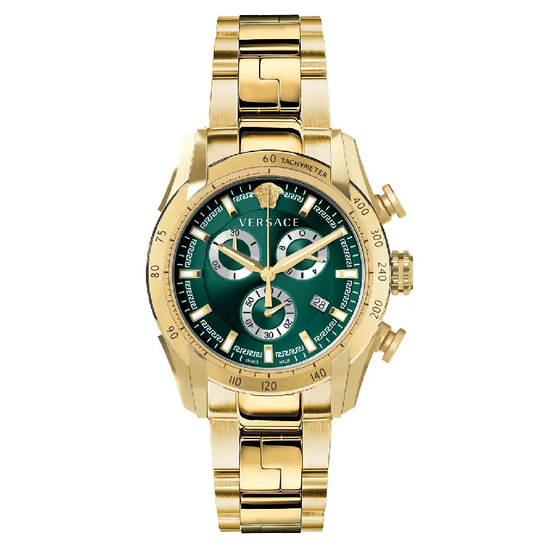 Versace V-Ray Men's Green Gold Chronograph Watch VE2I00621