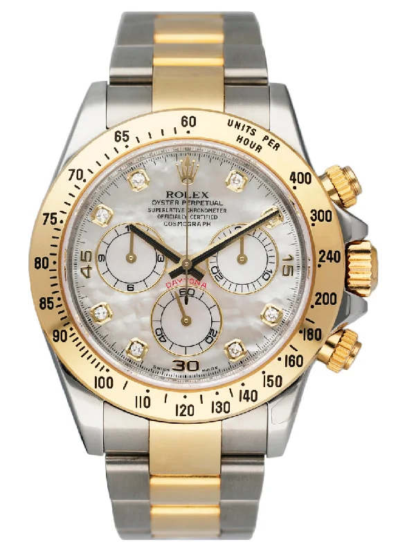 Rolex Daytona 116523 MOP Diamond Dial Mens Watch Box Papers