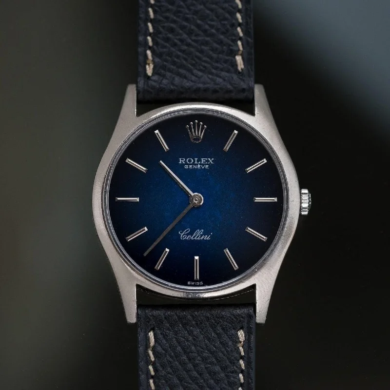 ROLEX Cellini 3804 WG Navy Dial 1970s