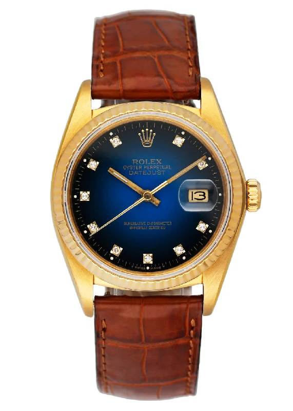 Rolex Datejust 16018 Blue Vignette Diamond Dial Mens Watch