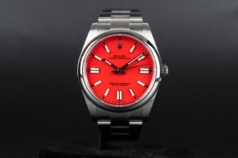 Rolex<br>124300 Oyster Perpetual 41mm Coral Red Dial