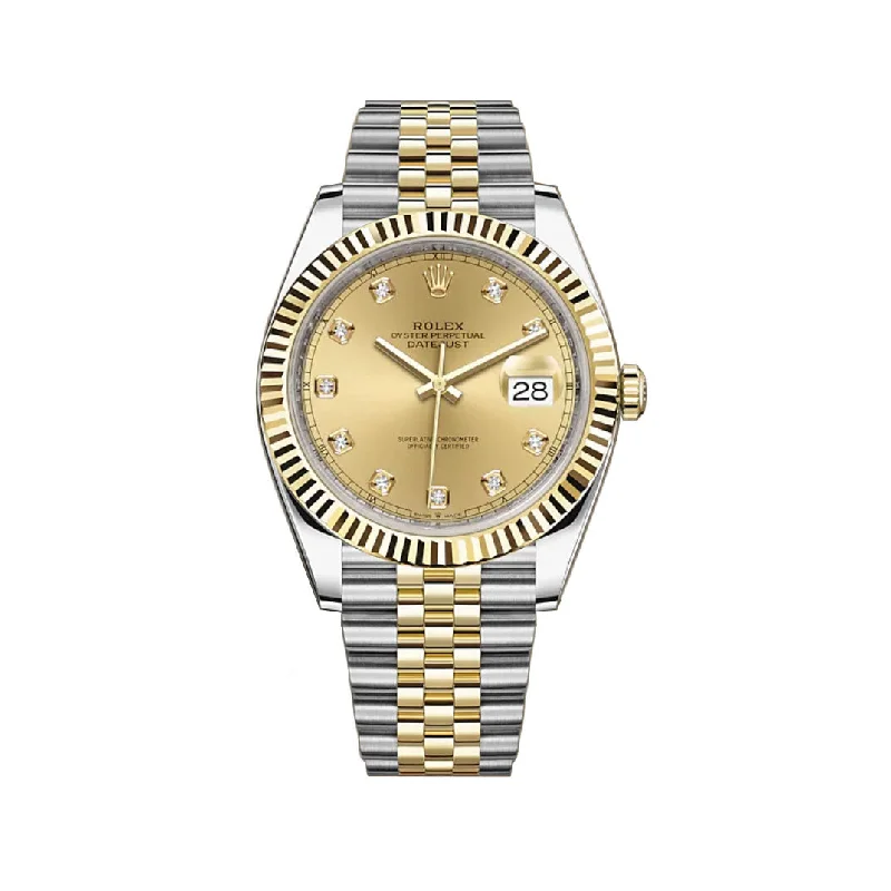 41mm Steel & Yellow Gold Champagne Diamond Dial Jubilee Bracelet