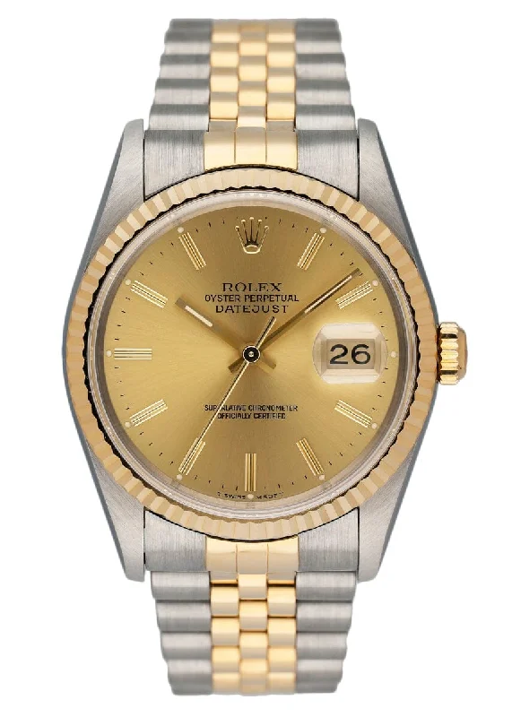 Rolex Datejust 16233 Champagne Dial Mens Watch Box Papers