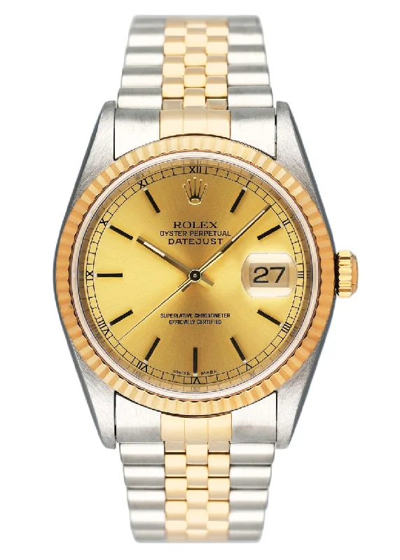 Rolex Datejust 16233 Champagne Dial Mens Watch