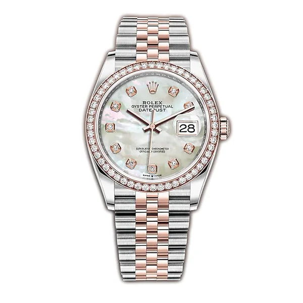 36mm Steel & Everose Gold Diamond Bezel White MOP Diamond Dial Jubilee