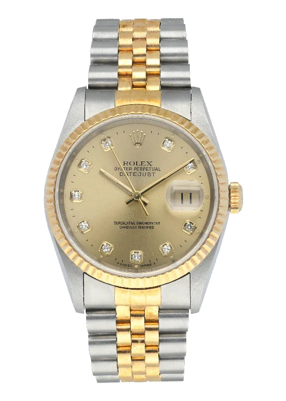 Rolex Datejust 16233 Diamond Dial Mens Watch Box Papers