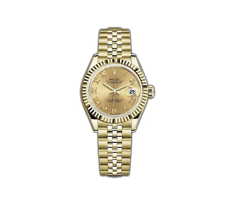 28MM 18k Yellow Gold Champagne Roman Dial Jubilee Bracelet