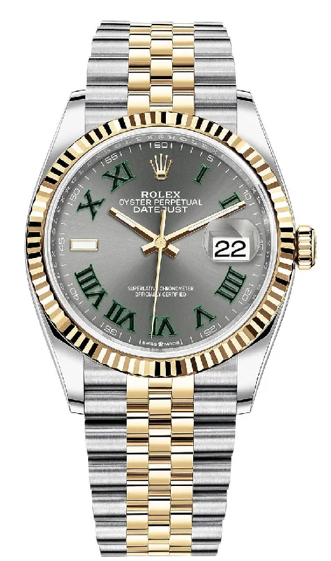 Rolex Datejust 36 36mm Wimbledon Dial Jubilee Bracelet Yellow Gold and Steel 126233