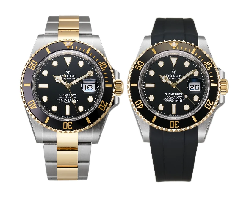 41mm Steel and Yellow Gold Ceramic Bezel Black Dial RubberB Included