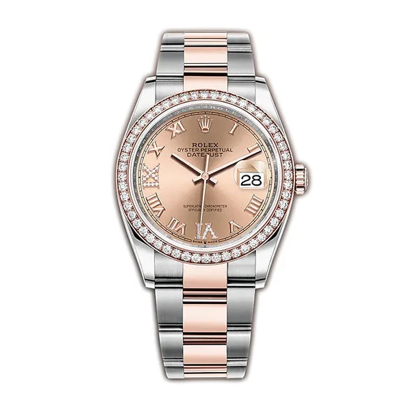 36mm Steel & Everose Gold Diamond Bezel Rose Diamond VI & IX Dial Oyster