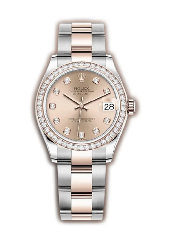 31mm Steel & Everose Gold Diamond Bezel Rose Diamond Dial Oyster Bracelet