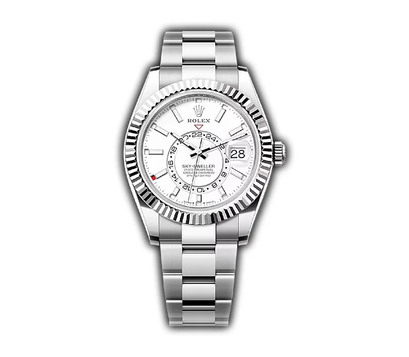 42mm Stainless Steel White Dial 18k Fluted Bezel Oyster Bracelet