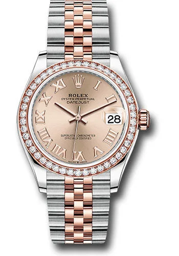 Rolex Steel and Everose Gold Datejust 31 Watch - 46 Diamond Bezel - RosŽ Roman Dial - Jubilee Bracelet 278381RBR rorj