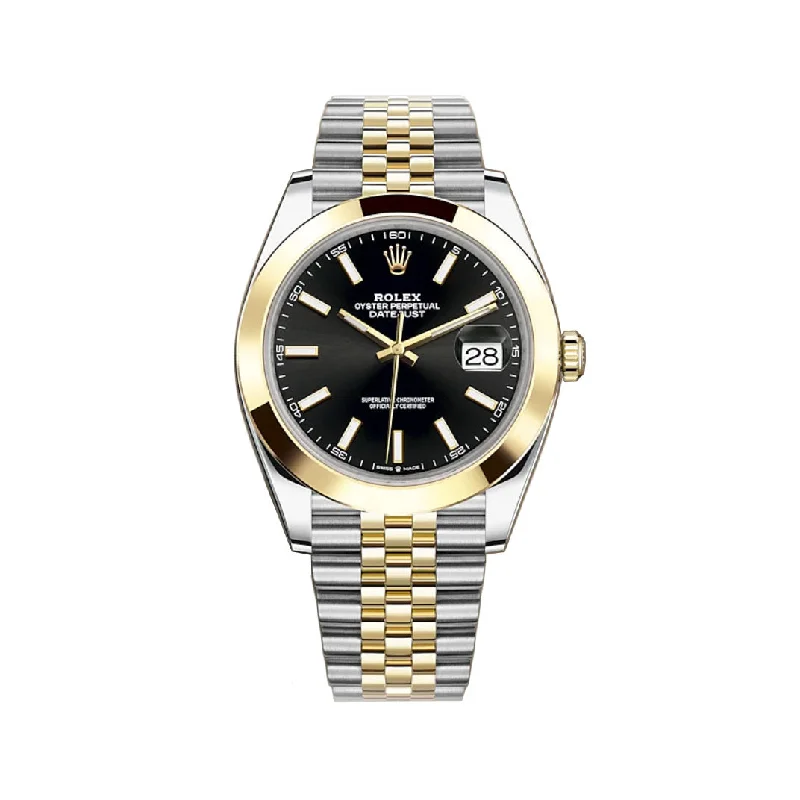 41mm Steel & Yellow Gold Black Index Dial Jubilee Bracelet