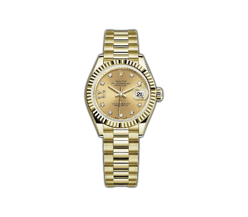 28MM 18k Yellow Gold Champagne Star Diamond Dial President Bracelet