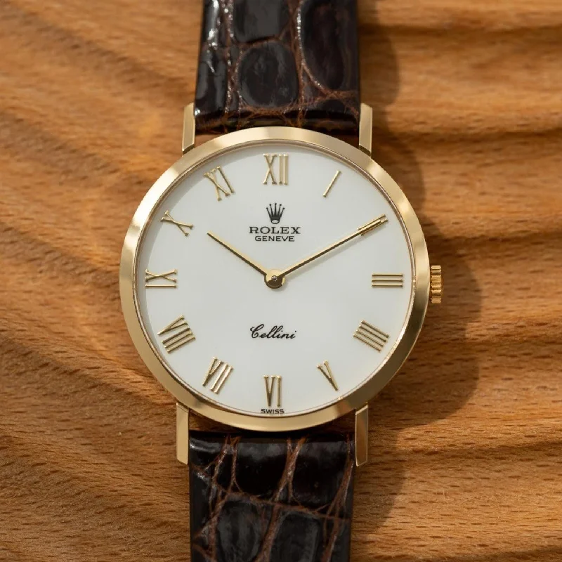 Rolex Cellini 4112 YG White Roman Dial