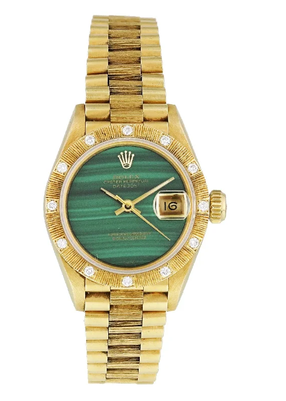 Rolex Datejust Green Malachite 69288  Diamond Bark bezel Ladies Watch