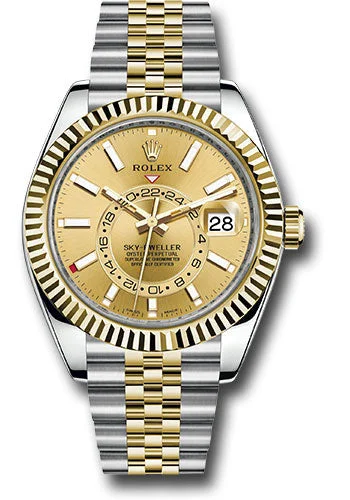 Rolex Yellow Rolesor Oyster Perpetual Sky-Dweller - Champagne Index Dial - Jubilee Bracelet - 326933 chij