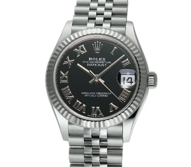 31mm Steel Black Roman Dial Fluted Bezel Jubilee Bracelet