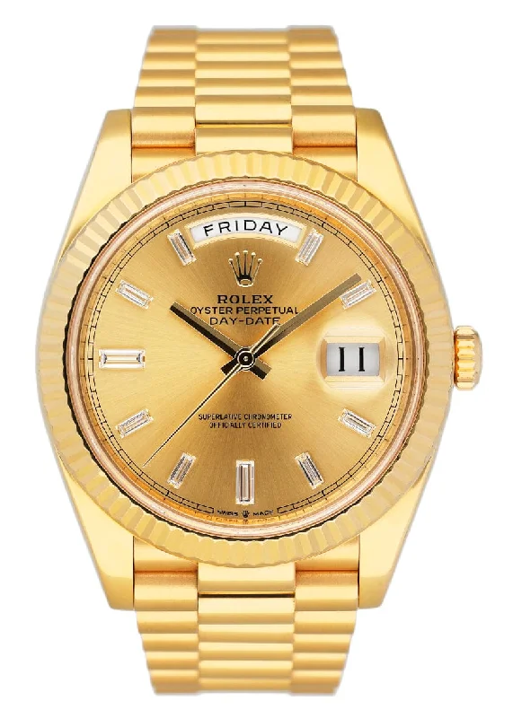 Rolex Day-Date 228238 Diamond Champagne Dial Mens Watch Box Papers