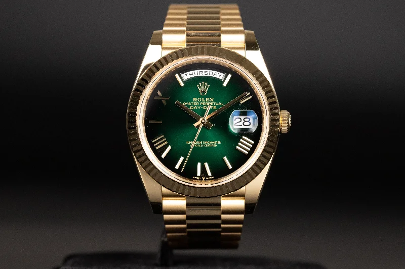 Rolex<br>228238 DayDate 40 Green Hombre Roman Numeral Dial