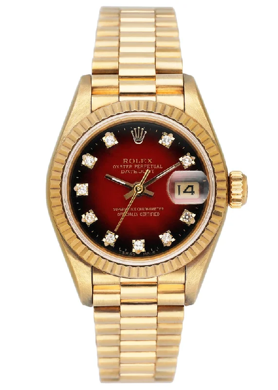 Rolex Datejust 69178 Red Dial Ladies Watch Box Papers