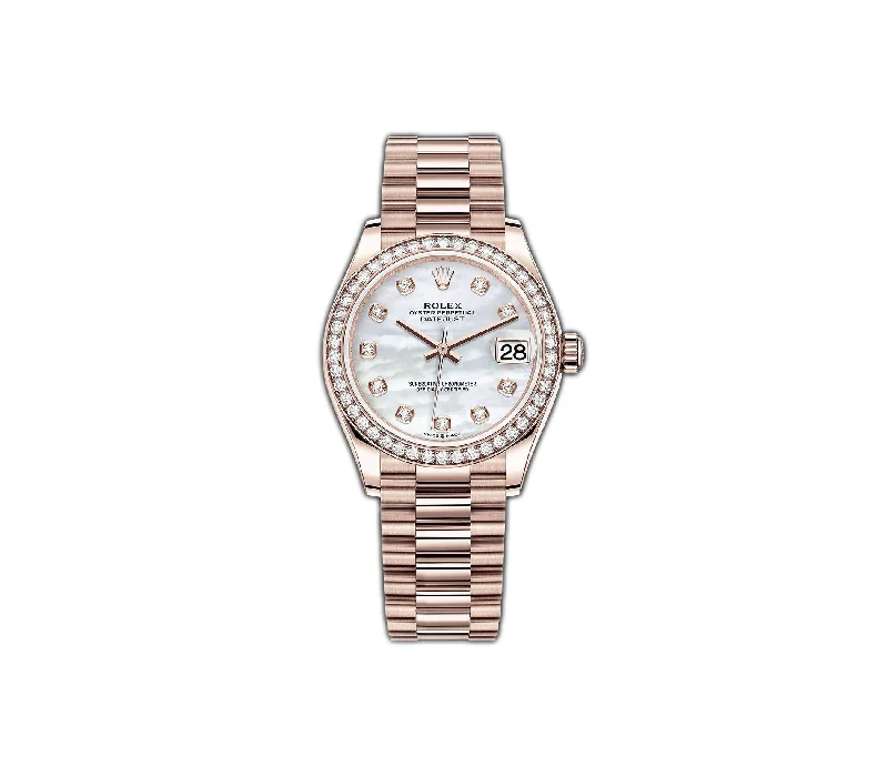 31mm 18k Everose Gold President Diamond Bezel MOP Diamond Dial