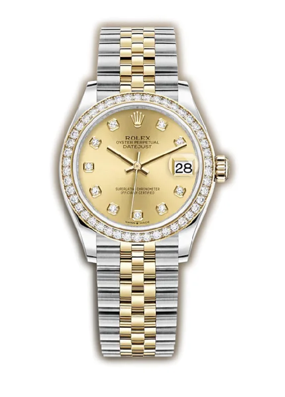 31mm Steel & Yellow Gold Diamond Bezel & Champagne Diamond Dial Jubilee Bracelet