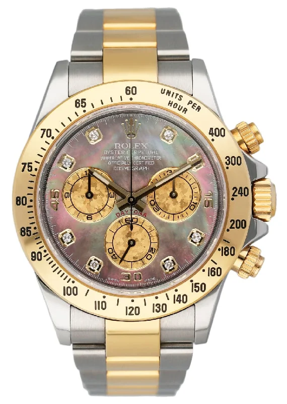 Rolex Daytona 116523 Dark Crystal MOP Dial Mens Watch Box Papers