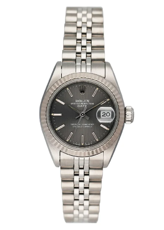 Rolex Datejust 69174 Grey Linen Dial Ladies Watch