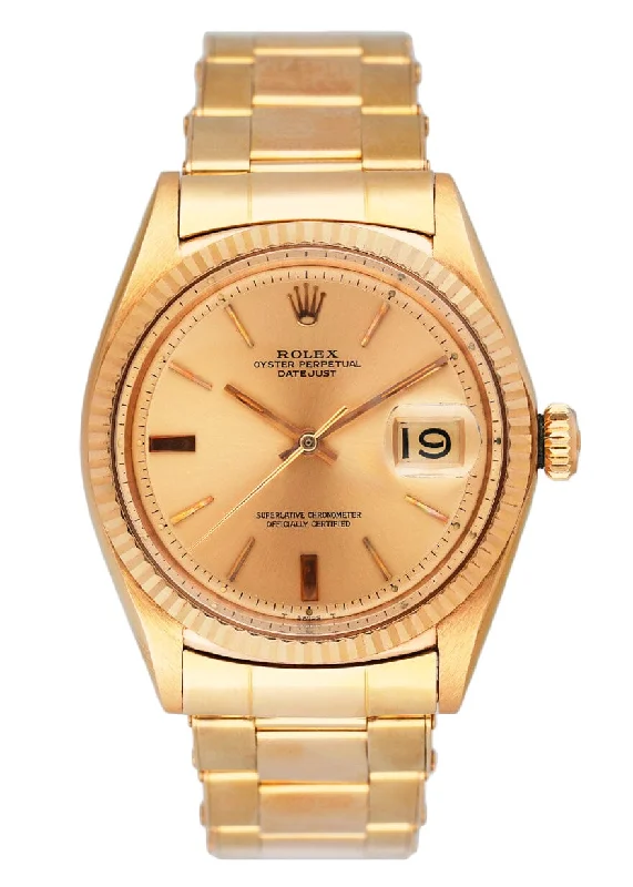 Rolex Datejust 1601 Pink Dial 18K Rose Gold Mens Watch