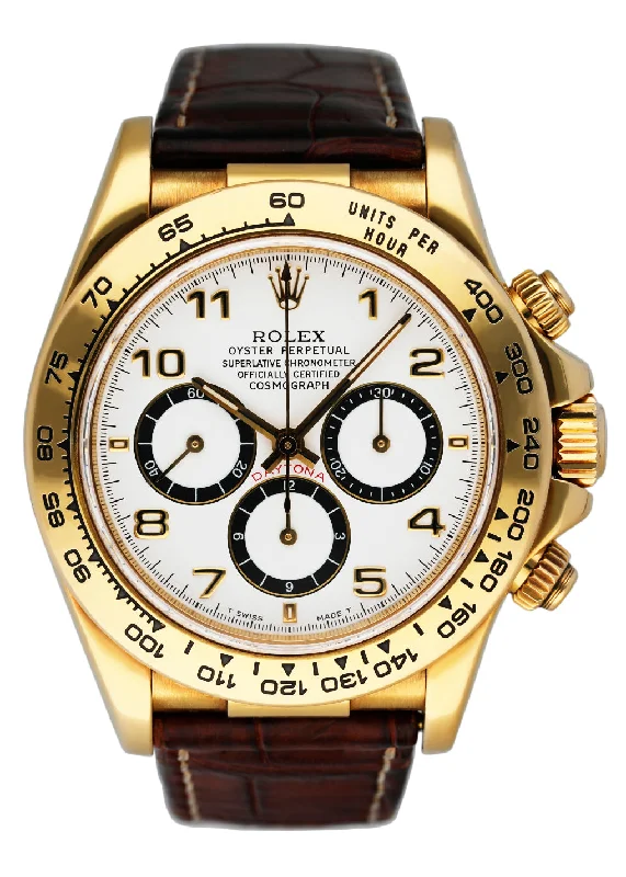 Rolex Daytona 16518 18K Yellow Gold White Dial Mens Watch