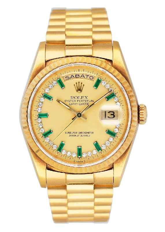 Rolex Day Date 18238 Emerald Diamond Dial Mens Watch