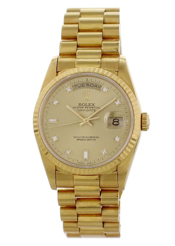 Rolex Oyster Perpetual Day-Date President 18238 18K Yellow Gold Diamond Dial Mens Watch