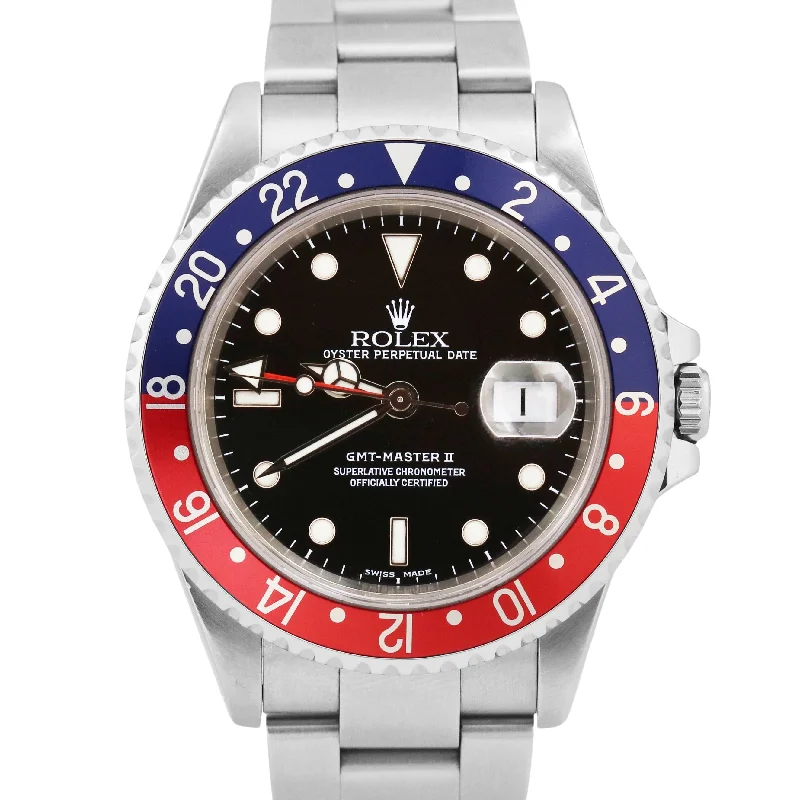 Rolex GMT-Master II PEPSI Red Blue Stainless Steel Oyster 40mm 16710 Watch BOX