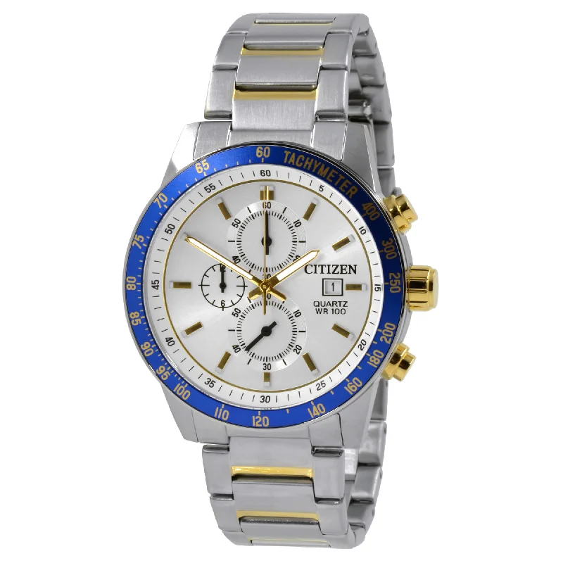 Citizen Men's Watch - Chronograph Silver Dial Two Tone Steel Bracelet | AN3686-53A