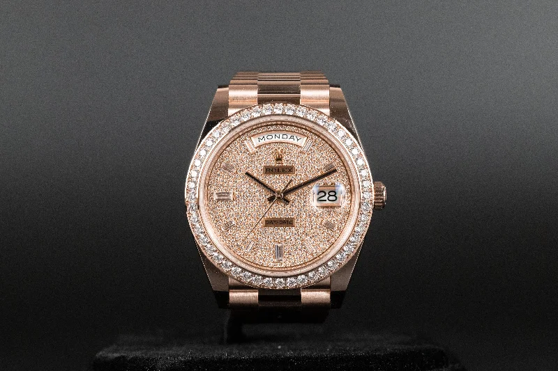 Rolex<br>228345RBR DayDate 40 Rose Gold Pave Diamond Dial Diamond Bezel