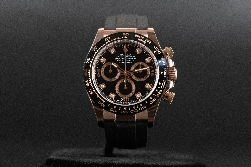 Rolex<br>116515 Daytona Oysterflex Rose Gold Black Diamond Dial