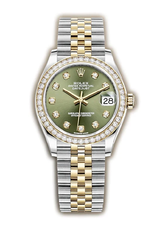 31mm Steel & Yellow Gold Diamond Bezel Olive Green Diamond Dial Jubilee Bracelet