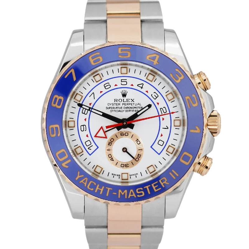 MINT Men's Rolex Yacht-Master II 44mm BLUE HANDS Two-Tone 18K Rose Gold 116681