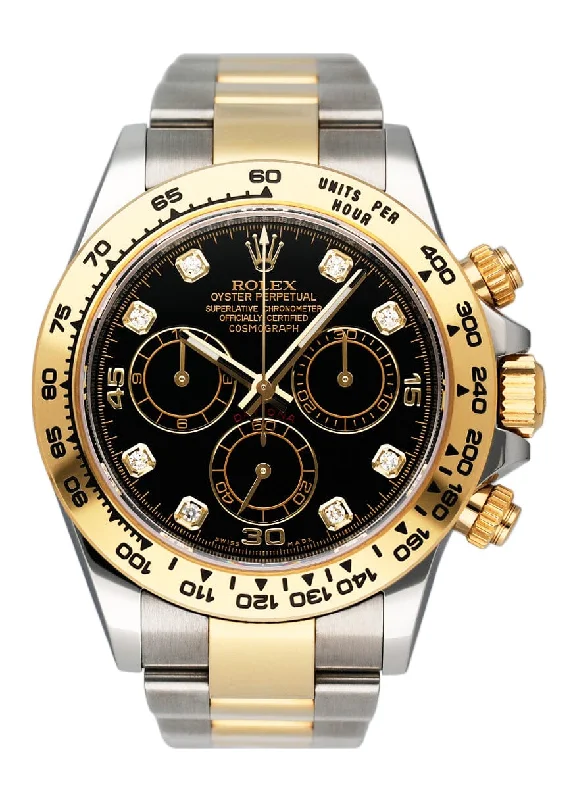 Rolex Daytona 116503 Diamond Black Dial Mens Watch Box Papers