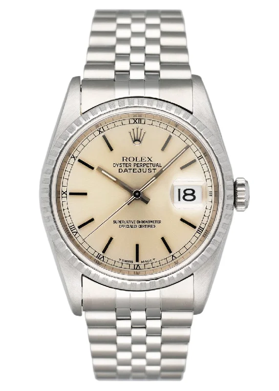 Rolex Oyster Perpetual Datejust 16220 Silver Dial Mens Watch