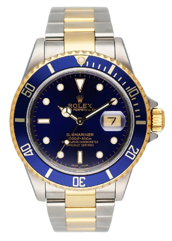 Rolex Submariner Date 16613 Blue Dial Mens Watch Box Papers