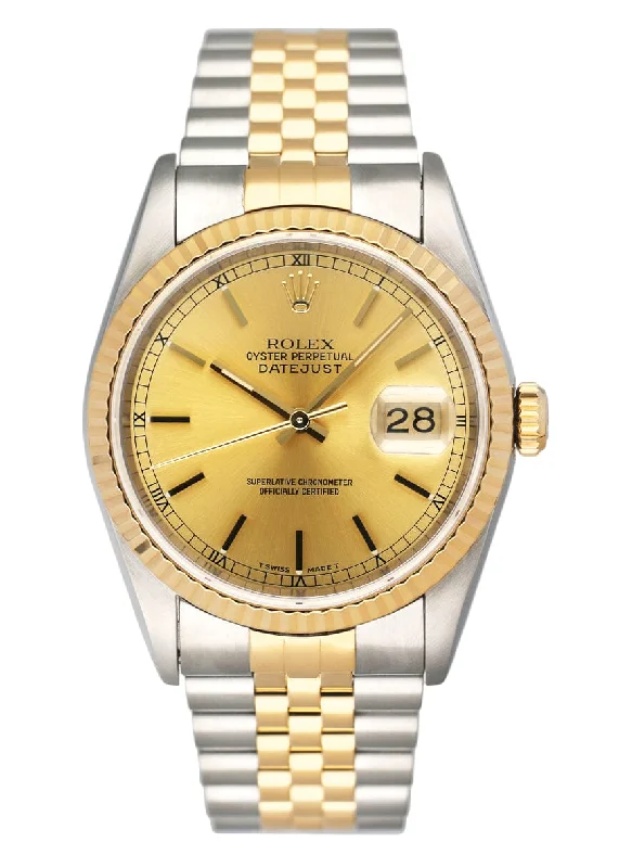 Rolex Datejust 16233 Champagne Dial Mens Watch