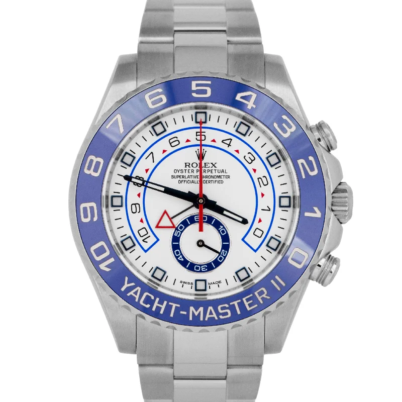 MINT PAPERS Rolex Yacht-Master II 44mm White Stainless Blue Watch 116680 BOX